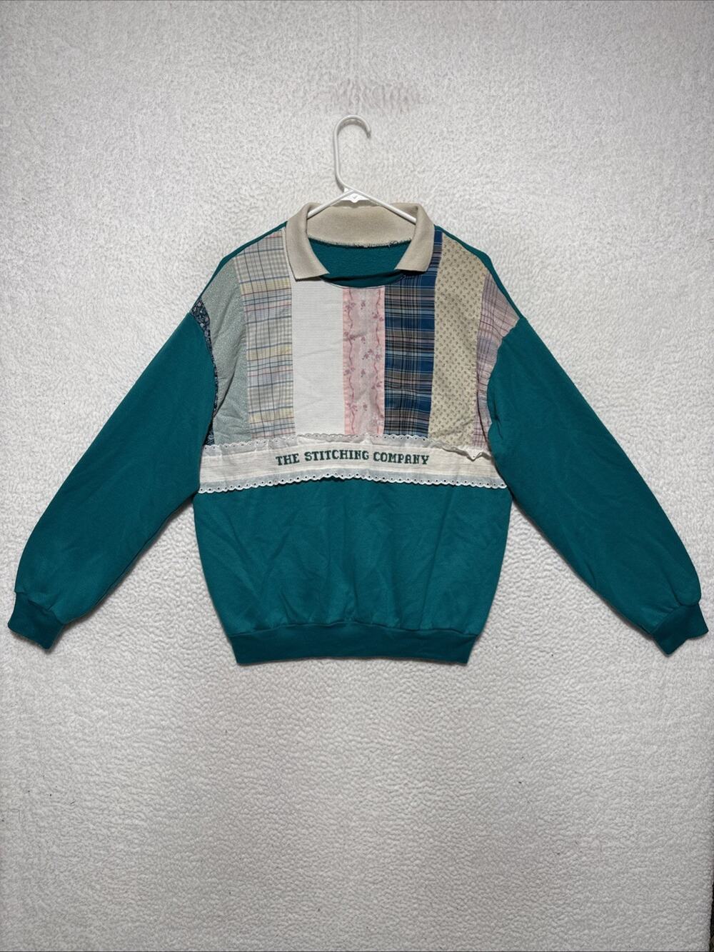VTG 80’s Handmade Patchwork Pullover Sweatshirt Women’s Size L